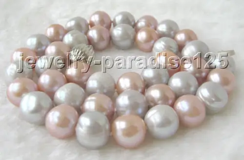 

Free Shipping >>> Beautiful 18" 11-12mm natural purple and gray round freshwater pearl necklace