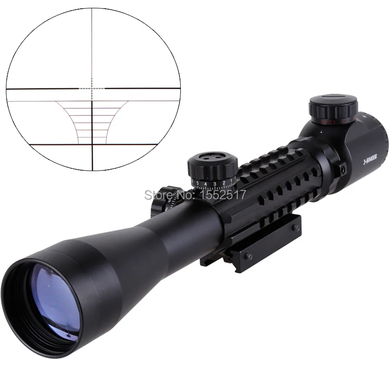 

3-9X40EG Illuminated Red Green Rangefinder Reticle Riflescope Of Tripe Picatinny Rail Hunting Airsoft Rifle Scope