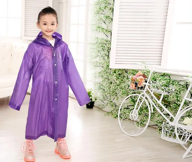 8.Age 6~13 Kids student Hooded Jacket children Girl boy Rain coat Poncho Raincoat Cover Long transparent Rainwear
