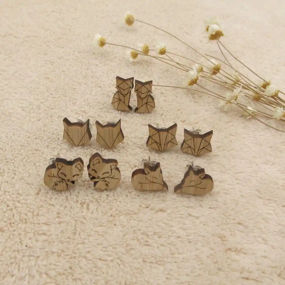 Wooden Origami Earrings