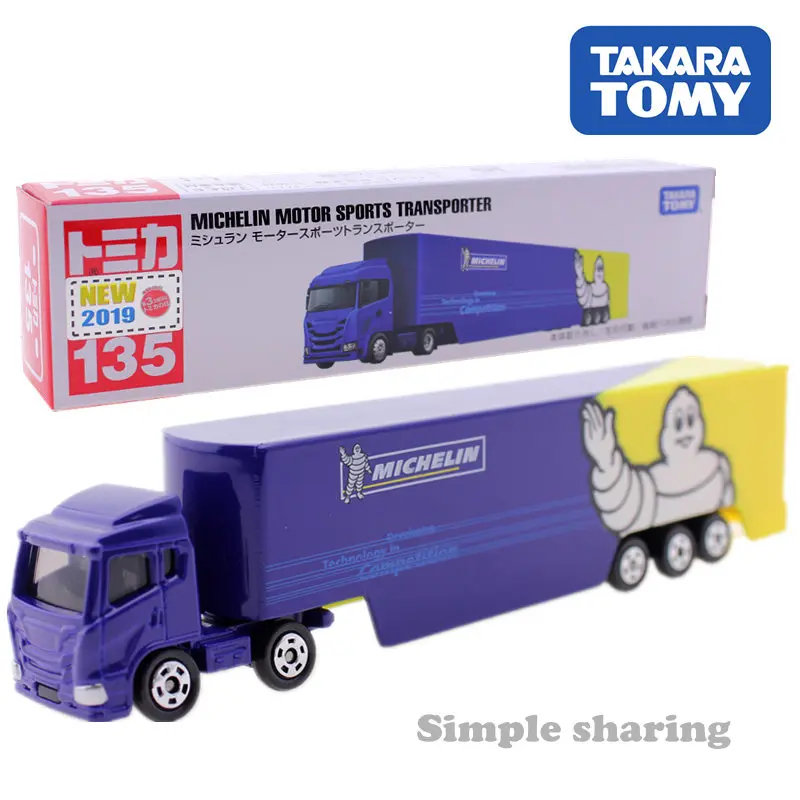 Takara tomy Tomica № 135 Michelin мотоспорта транспортер модель комплект литой миниатюрный грузовик пресс-форма для литья под давлением, миниатюрная Автомобильная игрушка