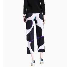 PY171114 2018 Nine-fold folds printed wide leg pants women