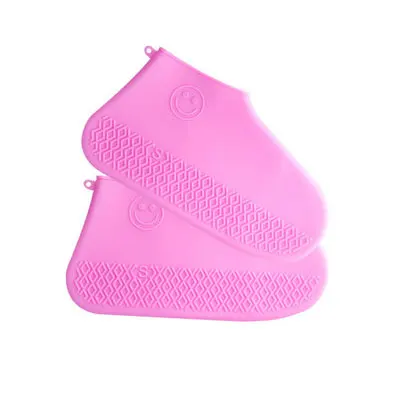 Shoe Cover Outdoor Children Adult Non-slip Waterproof Silicone Shoe Covers Thick Wear-resistant Rain Boots Reusable Easy Clean - Цвет: pink