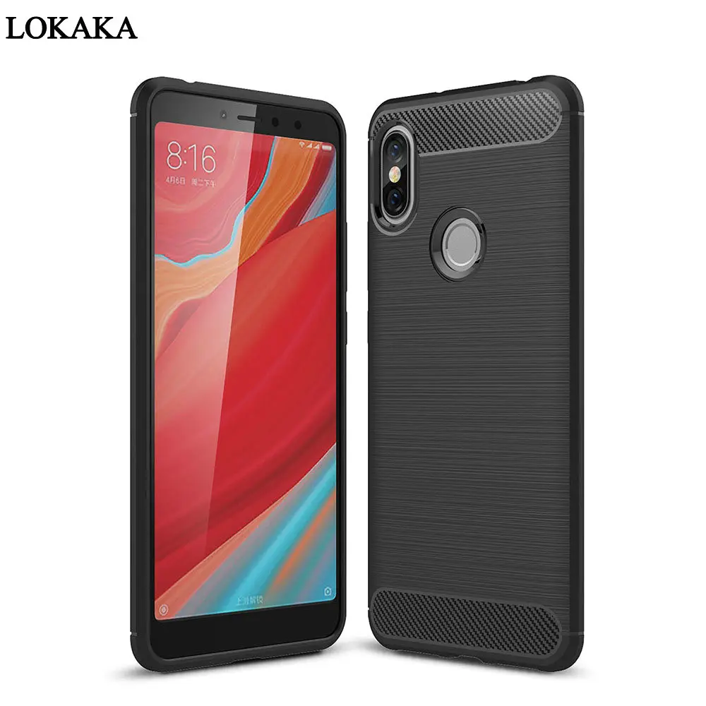 LOKAKA Phone Case For Xiaomi Redmi S2 S 2 Carbon Fiber Soft Silicone Brushed Back Cover Bags Cases redmi RedmiS2 |