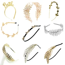 Барокко Стиль Золото Серебро Металл двойной лист Корона ободки для волос головной убор девушка лист украшения для волос Свадебные аксессуары украшения для волос