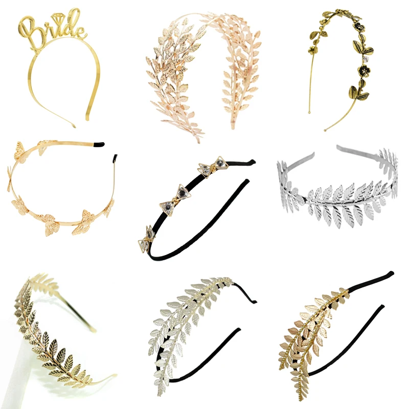 Повязка для волос в стиле барокко с двумя листьями золотого цвета|leaf hairband|hair jewelry