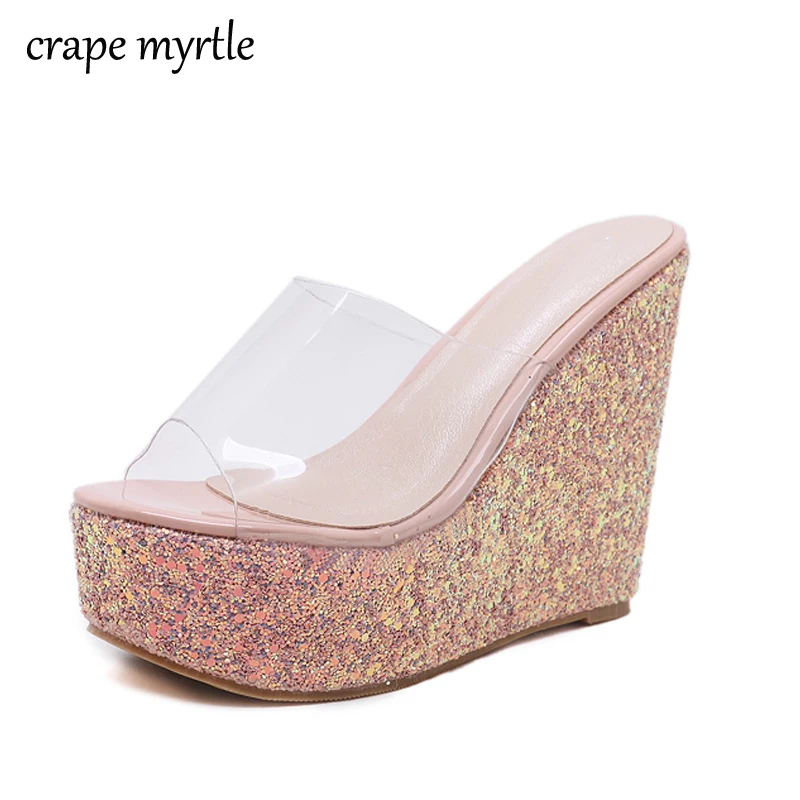bling wedge heels