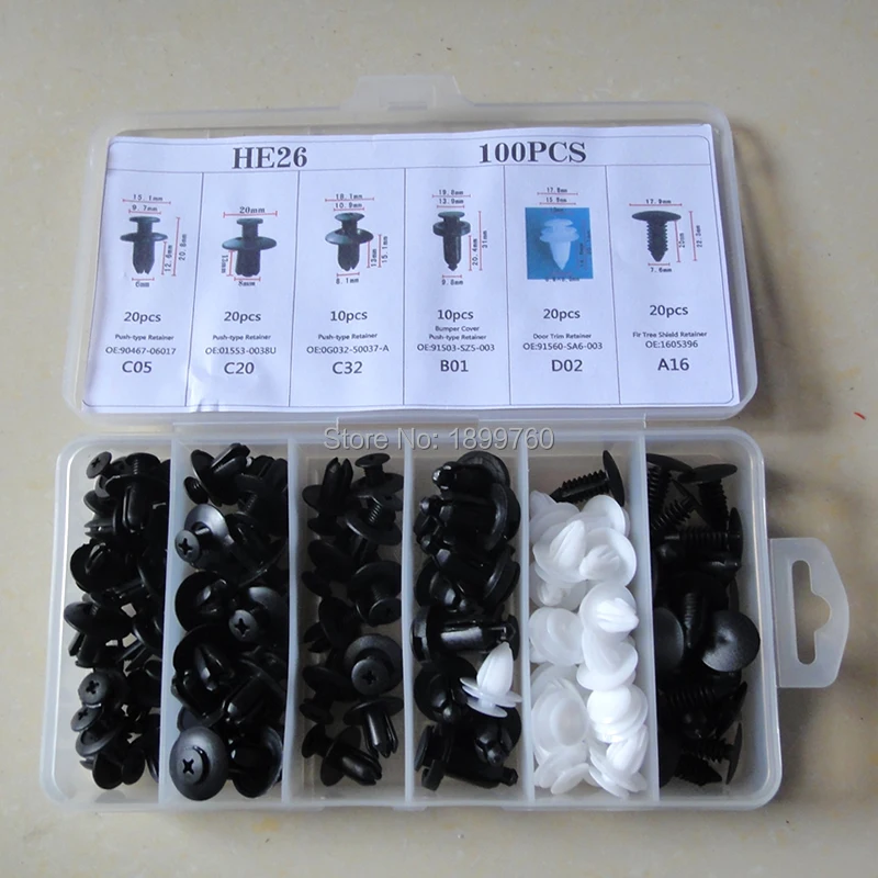 100Pcs Clips Automotive Push Pin Retainer Assortment Kit For Toyota