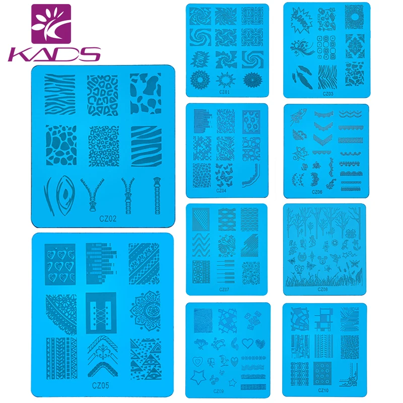 KADS HOTSALE 10 ШТ./ЛОТ НОВЫЙ CZ Серии Штамп искусства ногтя Штамповка Плиты изображения