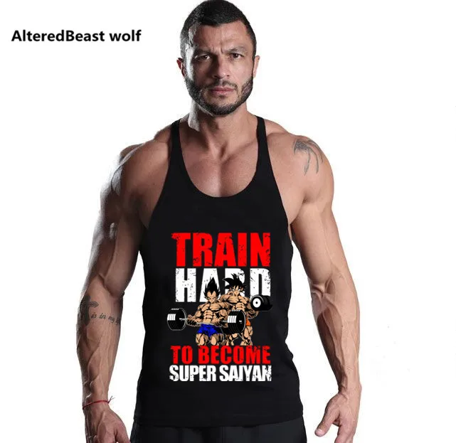 

Men Dragon Ball Tank Tops Cotton Summer bodybuilding Sleeveless Vest fitness men undershirt Brand Goku Vegeta Tank Tops for men