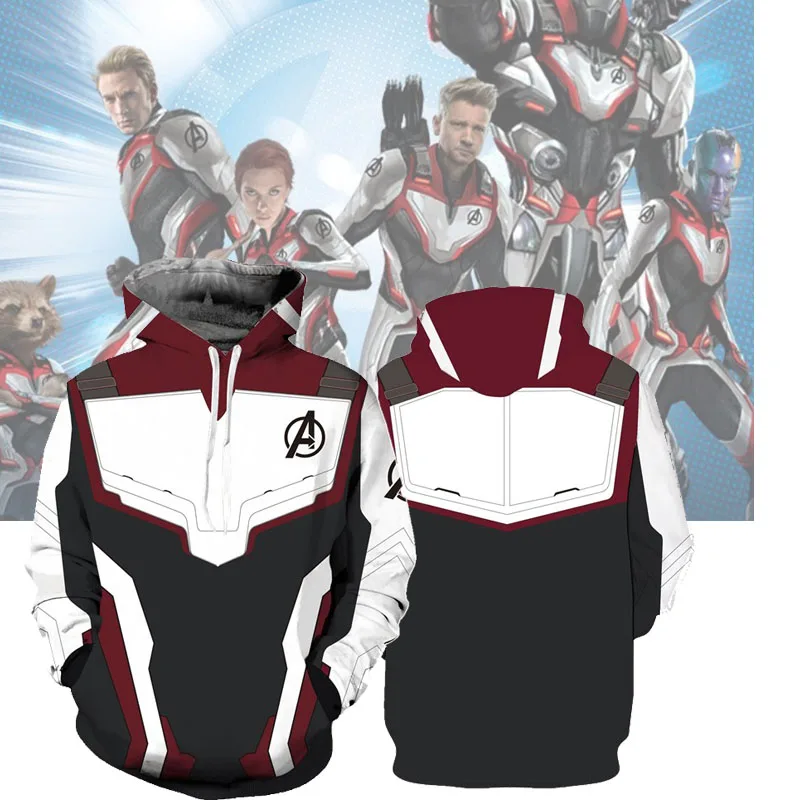 Hoodie Cosplay Avengers Endgame Quantum Realm Sweatshirt Jacket Advanced Tech Costumes Avengers End Game Hood Superhero Hoodies