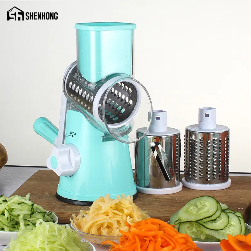 

Round Mandoline Slicer Vegetable Cutter Manual Potato Julienne Carrot Slicer Cheese Grater Stainless Steel Blades Kitchen Tool