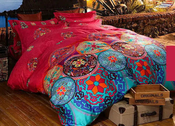 Egyptian Cotton Boho Style Bedding Queen Bohemian Bedding Moroccan Bedding Full/Queen 100