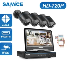 SANNCE 720P система видеонаблюдения 4CH DVR со встроенным 10," ЖК-монитором и 720P HD 1.0MP 1280tvl цилиндрические камеры видеонаблюдения