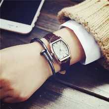 100 New 2016 Luxury Tonneau Small Dial Cute Leather Dress Casual Quartz Wristwatches Wrist Watch for