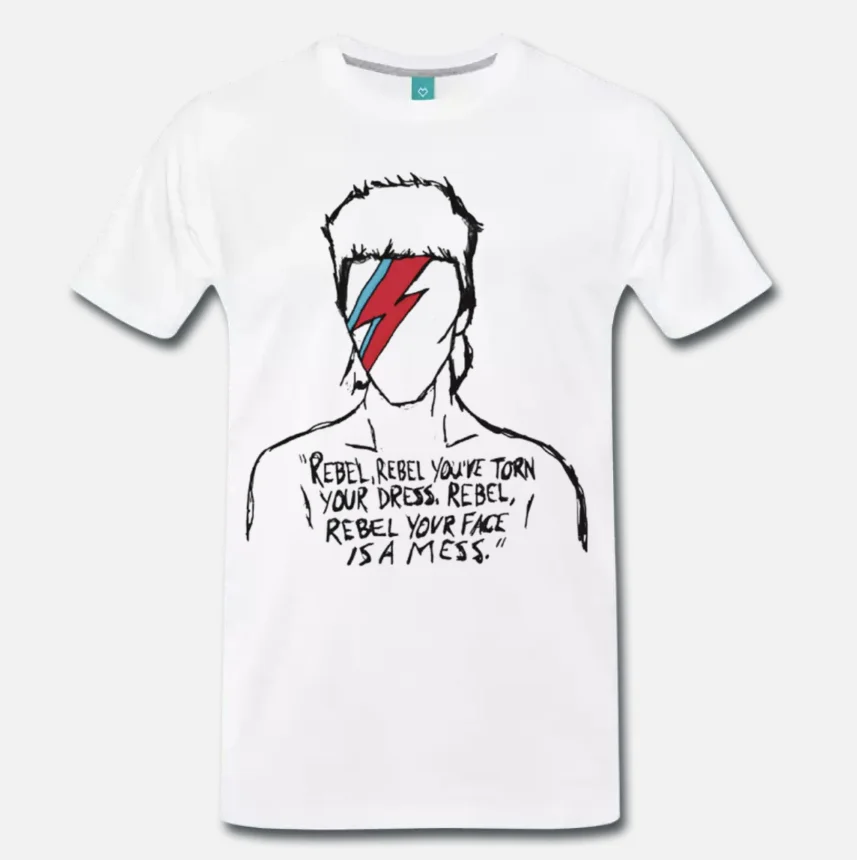 

T-SHIRT MEME TRIBUTO DAVID BOWIE REBEL REBEL CITAZIONE QUOTE 1 S-M-L-XL-2XL-3XL