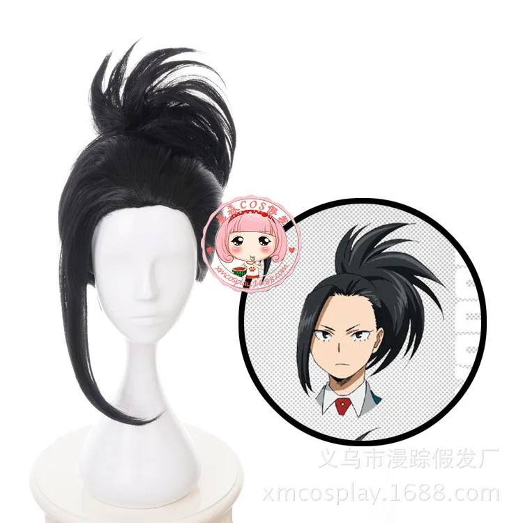 Мой герой училища черный парик для косплея Boku no Hiro Akademia Momo yaojorozu синтетические накладные волосы парик Кепка аниме косплей