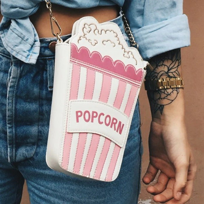 Fashion personality messenger bag embroidered letters popcorn shape