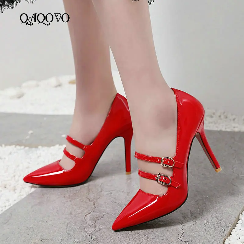 

Women Sexy Thin High Heel Mary Jane Shoes Fashion Pointed Toe Buckle High Heels Pumps Comfort Spring Autumn Shoes Big Size
