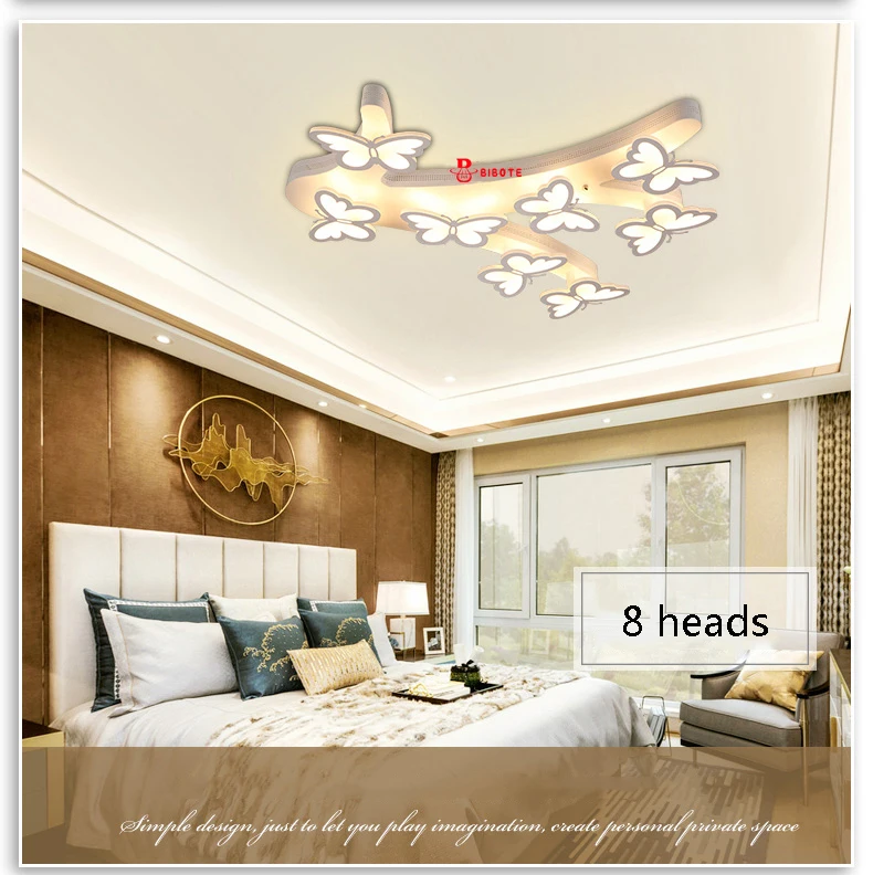 Современный светодиодный потолочный светильник с бабочкой, лампа для гостиной, спальни, столовой, лампа с reomte, плафон с управлением, скандинавский светильник, светильники