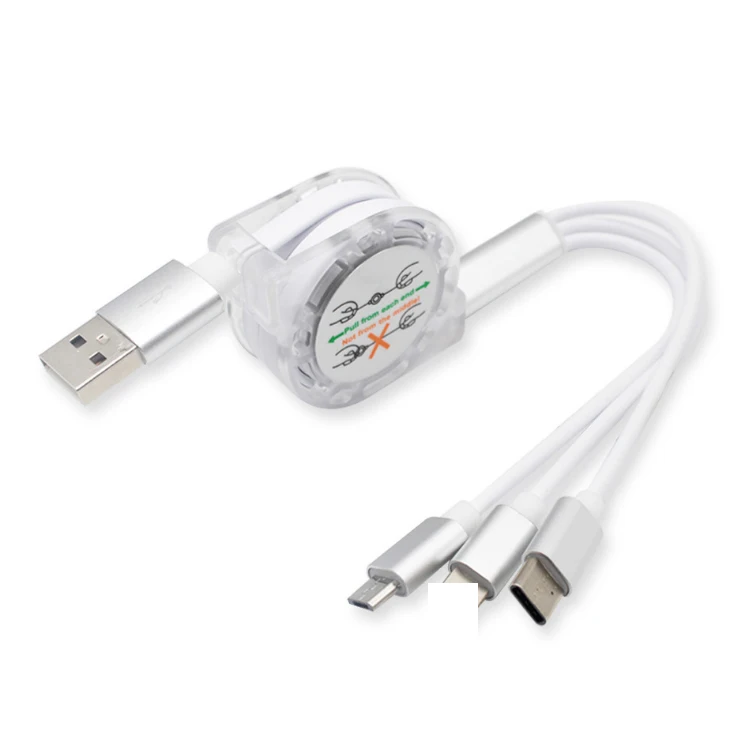 

Fast Charging 3 in 1 multi port smart phone usb cable charger for type C 2A usb cable