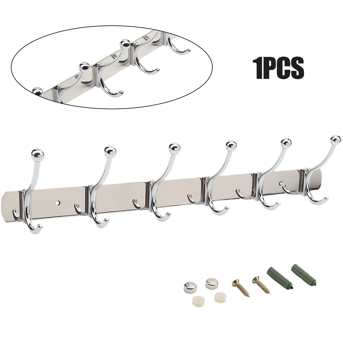 6 Hooks Stainless Steel Bathroom Hanging Organizer Kitchen Organizer Hanger Hooks Over Door Clothes Towel Hanging Rack Holder