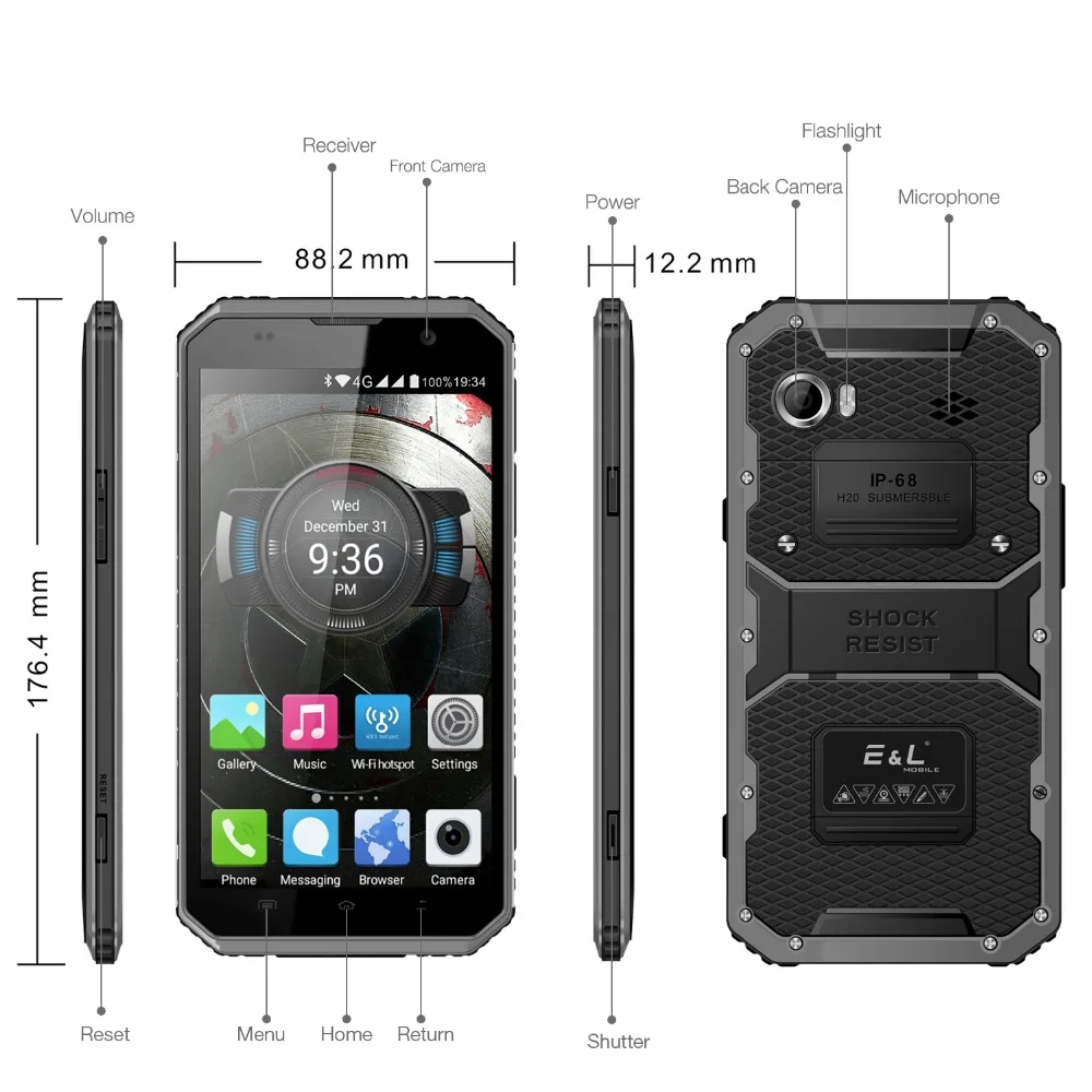 E & L W9 смартфон с 6 дюймовым дисплеем восьмиядерным процессором MTK6753 ОЗУ 2 Гб ПЗУ 16