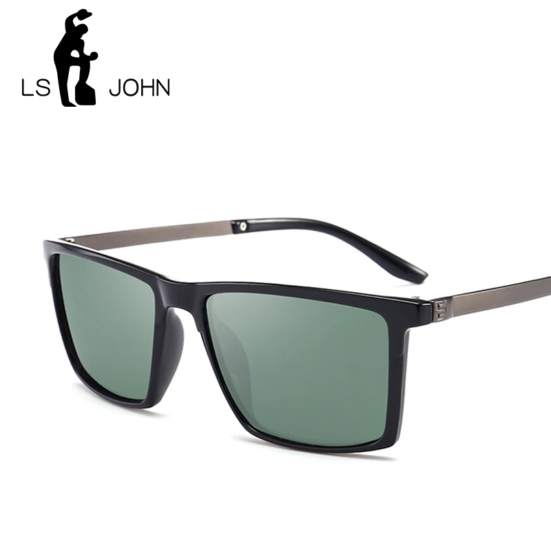 LS солнцезащитные очки бренда John мужские Поляризованные крупные зеркальные солнцезащитные очки для вождения мужские брендовые дизайнерские ретро очки для гольфа квадратные очки