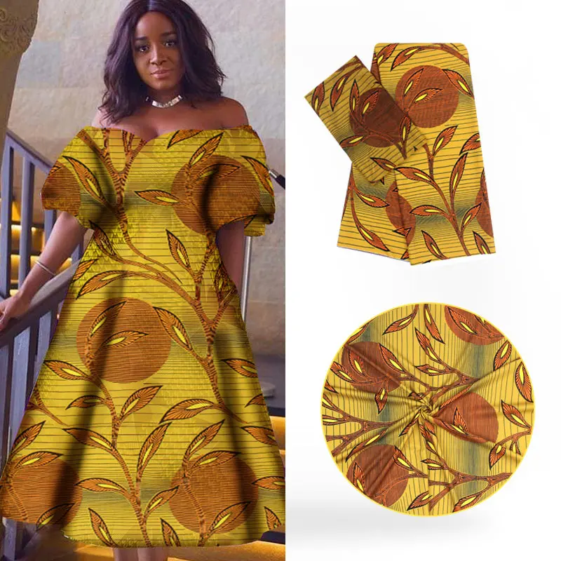 

Printed wax design Digital print Silk fabric hot selling nigeria silk african ankara wax design for party S180725