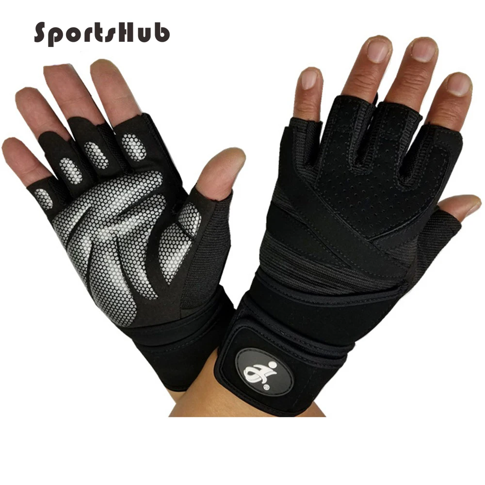 SPORTSHUB Professional Half Finger Gym Fitness Gloves Body Building Training Wrist Glove for Dumbbell Weightlifting EF0033