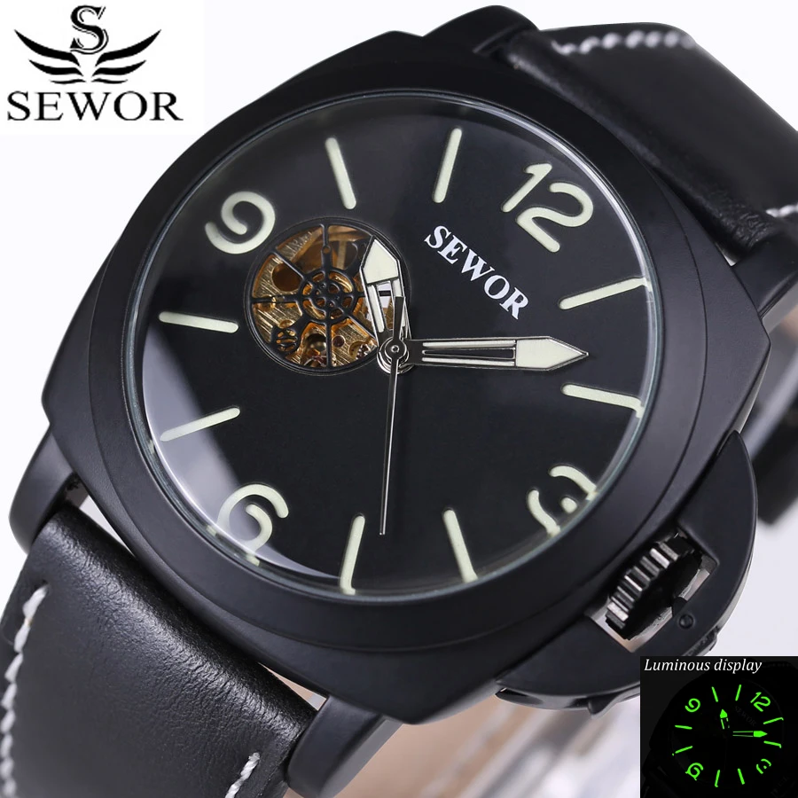 Luxury Brand Watches Men Wristwatch Military Watch Automatic Mechanical Watches Super luminous dial Leather Straps relogio