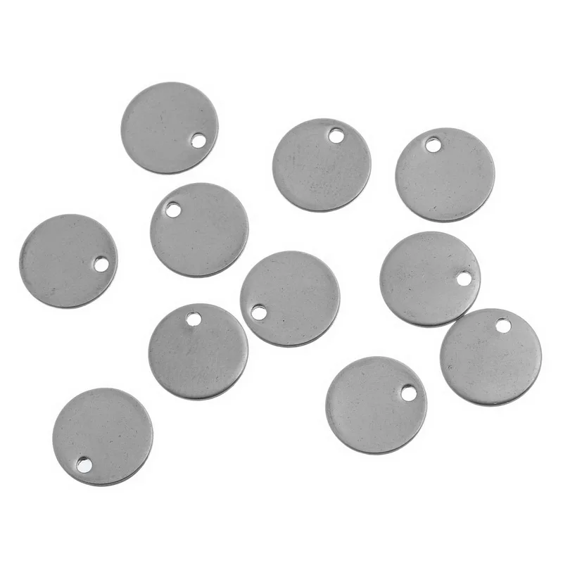 

LASPERAL 20PCs Round Pendants Stainless Steel Silver Color Charms10mm-11mm DIy Necklaces Bracelets Jewelry Making Accessories