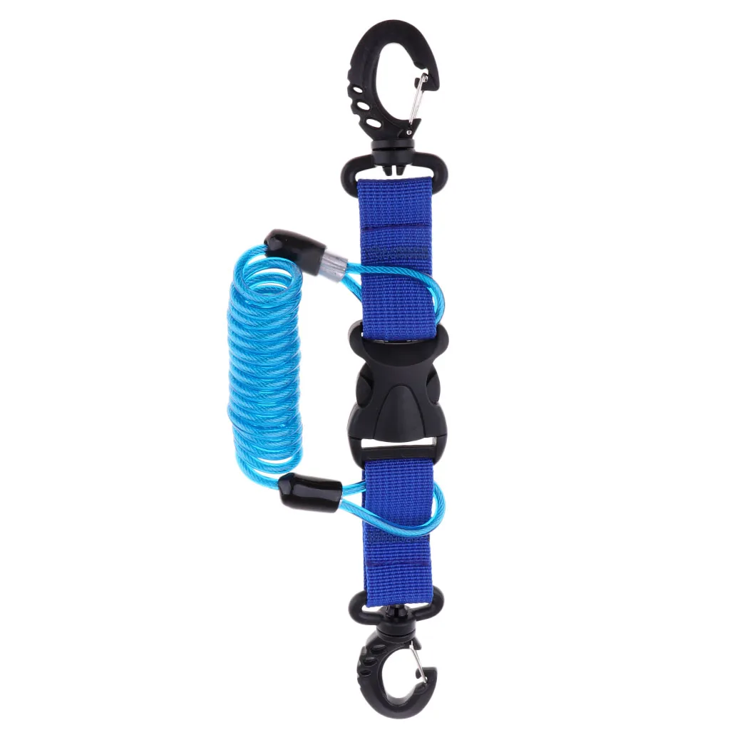 Stainless Steel Scuba Diving Lanyard  Spring Coiled Lanyard with Quick Release Buckle for Underwater Cameras Lights Torch 