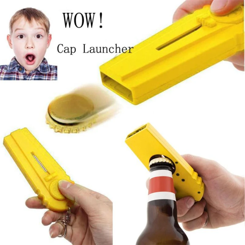 Flying Zappa Beer Drink Bottle Opener Cap Launcher Top Shooter Key Ring Gift Eco-Friendly easy Operation Opener C0327#30        05