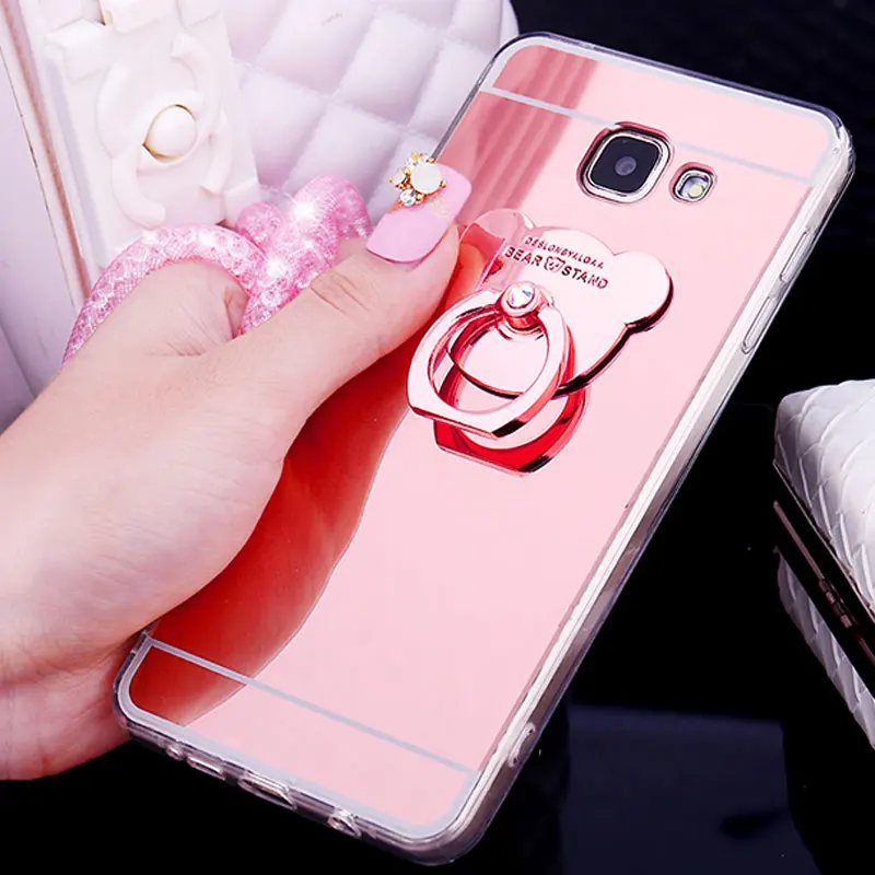 

Luxury Mirror Stand Holder Plating TPU Case For Samsung Note 8 S9 S8 Plus S7 S6 Edge Plus S5 J3 J5 J7 A3 A5 A7 2016 2017 Cover