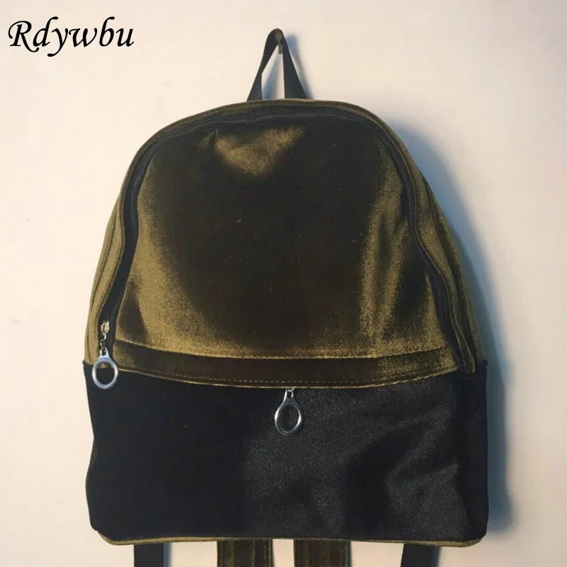 

Rdywb High Quality Patchwork Gold Velvet Backpack Women Panelled Teenager Girls Double Shoulder Bag Daily Backpack Bolsa H217