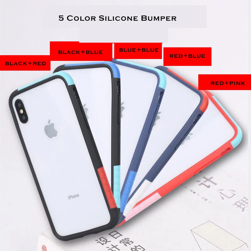

silicone Bumper Case for iPhone 6 6S 7 8 Plus Soft Frame Case Cover For iPhone X XR Xs Max Silm Bumper Multi Color Fundas