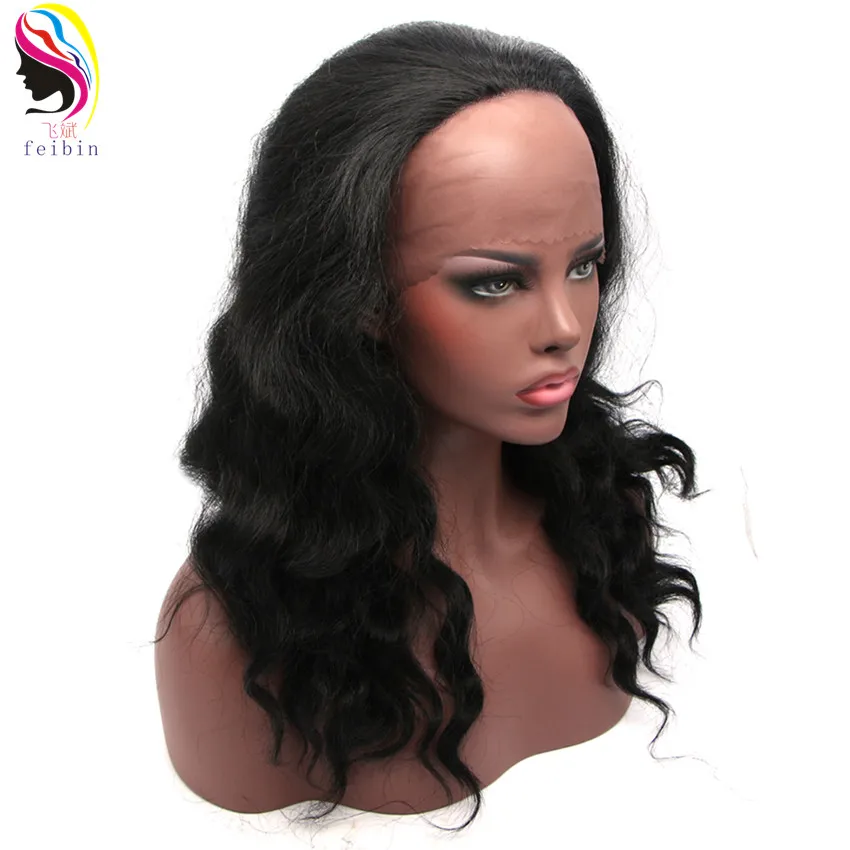 Feibin химическое Синтетические волосы на кружеве парик для черный Для женщин длинные волнистые черный 22 дюйм(ов) 55 см природы волосы парик высокого Температура Волокно e20