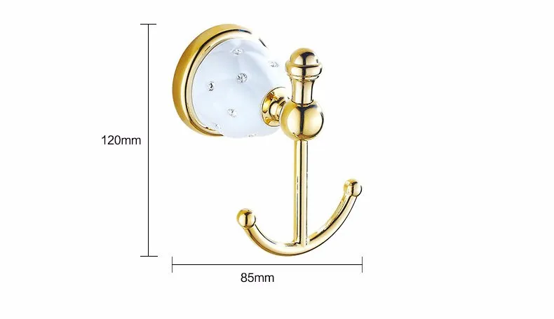 Золотистого цвета, полированный латунь и алмаз настенный наборы аксессуаров для ванной комнаты полотенца стойки Полка крюк бумага