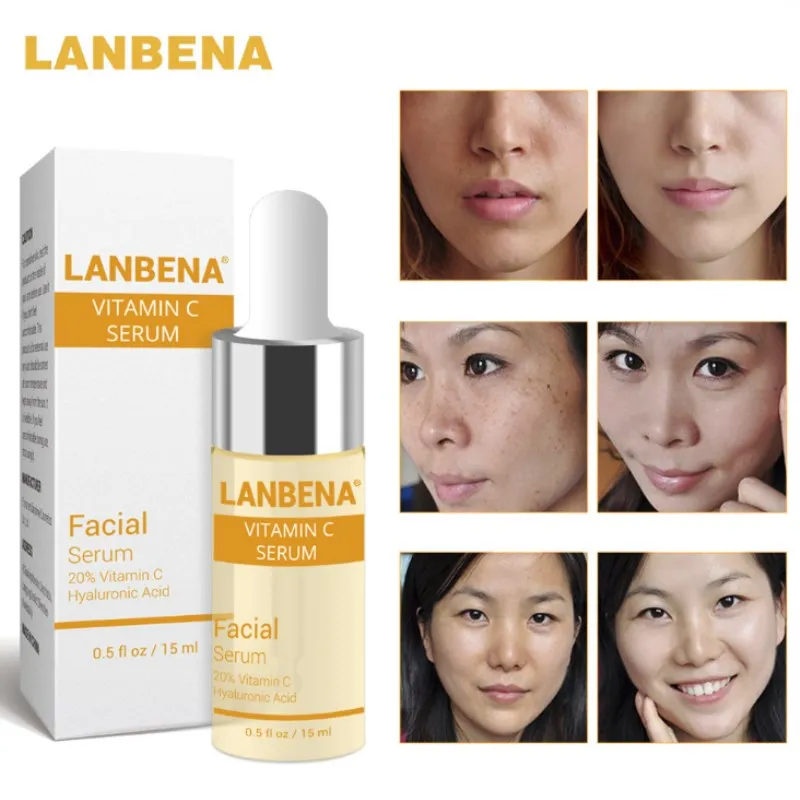 

LANBENA Vitamin C Whitening Serum Vitamin Essence Bleach Brighten Skin Remove Freckle Spot Firming Whitening 15ml