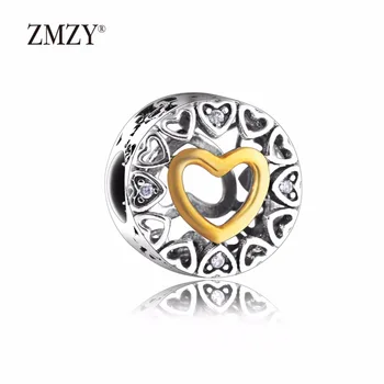 

ZMZY Authentic 925 Sterling Silver Charms Loving Circle with Clear CZ Beads Fits Snake chain Charm Bracelet Jewelry Making