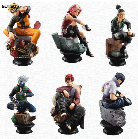 Экшн фигурка Наруто 6 шт./лот 8 см новая модель Саске ниндзя игрушка Gaara Shikamaru Kakashi