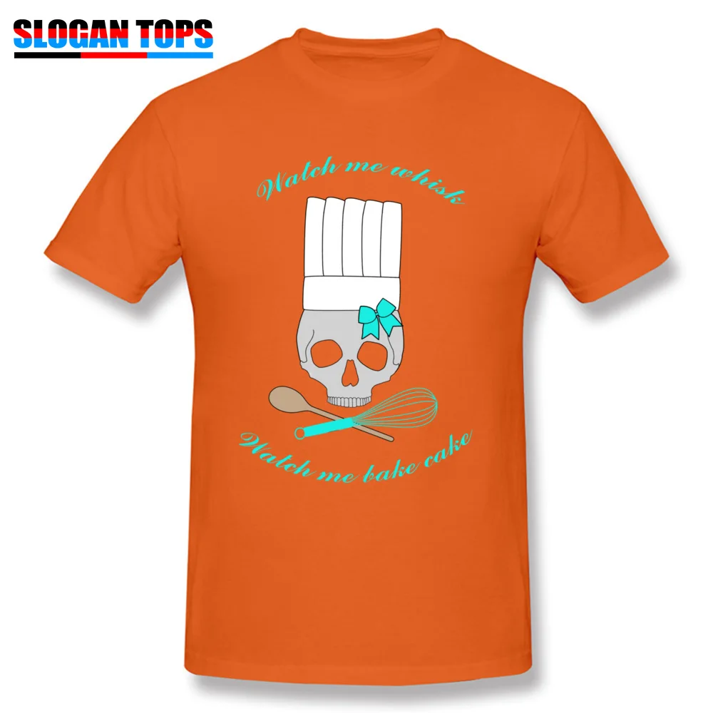 Casual Boy 2018 Casual Tops T Shirt Crew Neck Summer/Autumn 100% Cotton T-Shirt Normal Short Sleeve Tee-Shirts Watch me bake. Watch me bake cake orange
