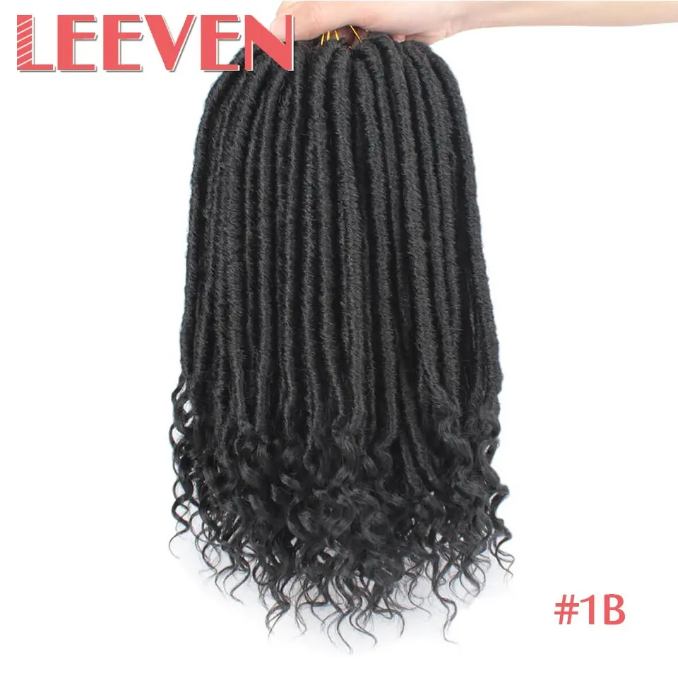 Leeven Goddess Faux Locs Hair With the Curls Crochet Braiding Hair 14 18 Inch Synthetic Crochet Braids Hair Extension - Цвет: # 1B