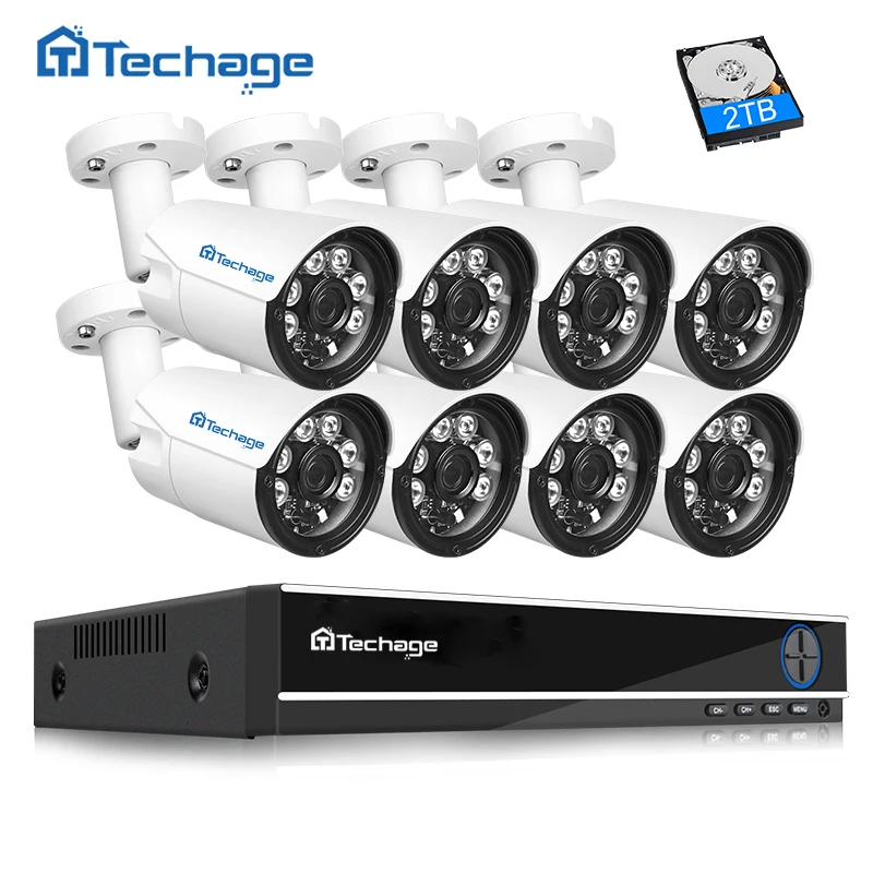

Techage 8CH 4MP HD CCTV Camera System AHD DVR Kit 8PCS 4MP IR Night Outdoor Security Camera P2P Video Surveillance Kit 2TB HDD