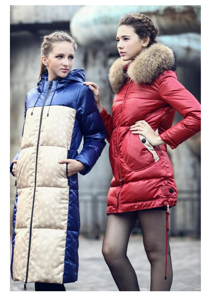 Women Winter Down Jacket Long Thick Coat Real Fur Collar Padded Down Coats Women Bright Outw (9)