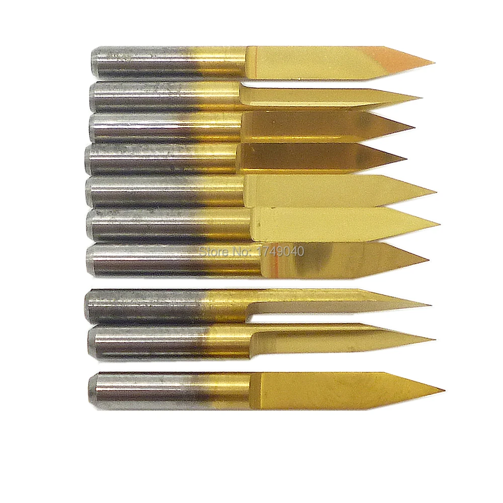 10pcs Titanium Coated Carbide Drill Bit 0.5mm Blade PCB CNC Tool 3.175mm Shank