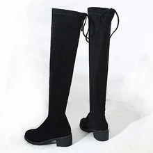 Г. пикантный зауженный эластичный Сапоги выше колена из флока женская обувь осенне-зимние женские высокие сапоги до бедра на высоком каблуке