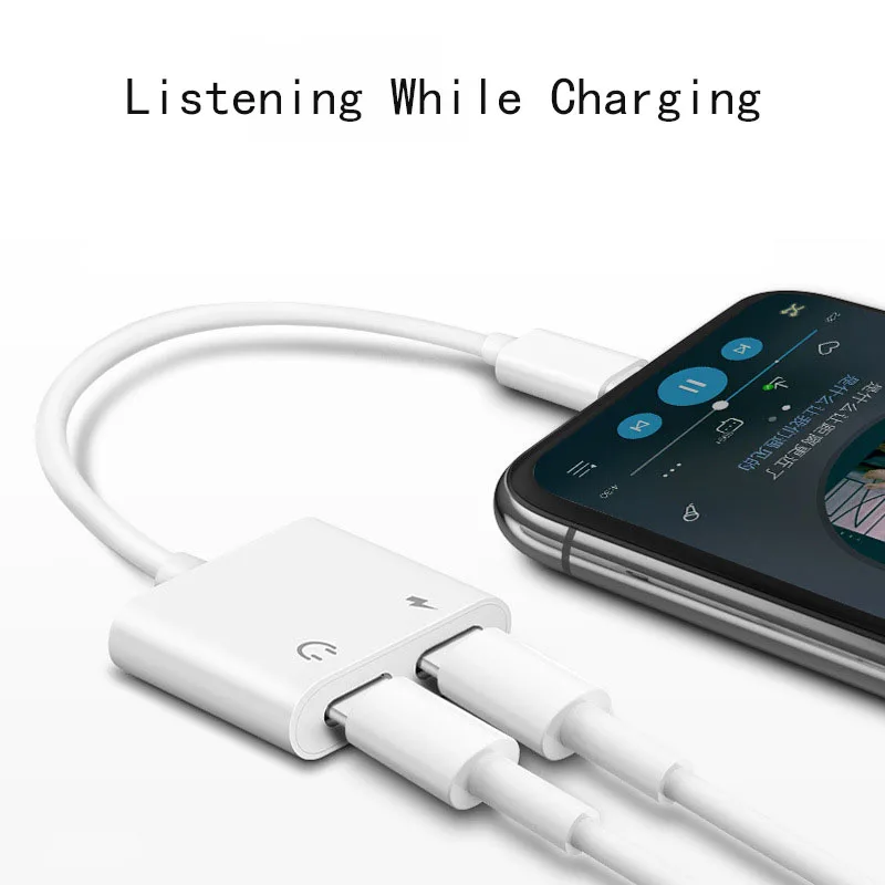 

Applicable iPhone 6 7 8 Plus Apple X XS Max Mobile Phone Headset Adapter iPhone XR Charging Listening To Earphone Audio Adapter