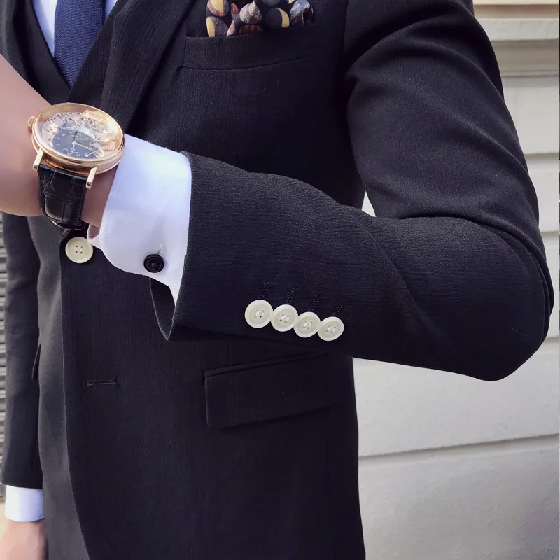 Costum Homme Mariage 3 шт.(куртки+ жилет+ брюки) человек сплошной цвет Тонкий комплект костюмы свадебное платье жениха мужской